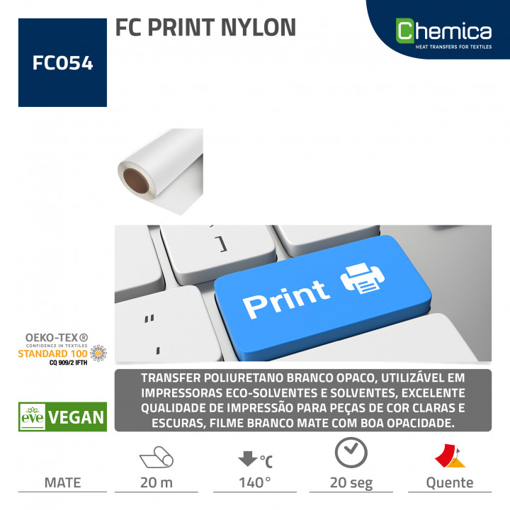 TRANSFER DE IMPRESSÃO 50MC PARA NYLON 1902WHITE (RL DE 20MT)