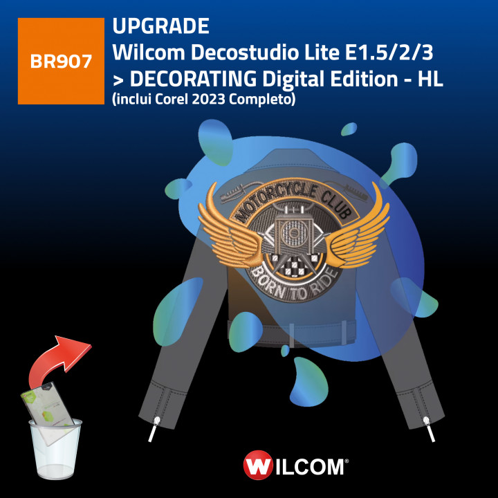 UPGRADE WILCOM DECOSTUDIO LITE E1.5/2/3 TO DECORATING DIGITAL EDITION - HL (inclui Corel 2023 completo)