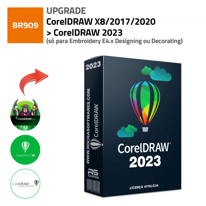 UPGRADE CorelDRAW X8/2017/2020 TO CorelDRAW 2023 (só para Embroidery E4.x Designing ou Decorating)