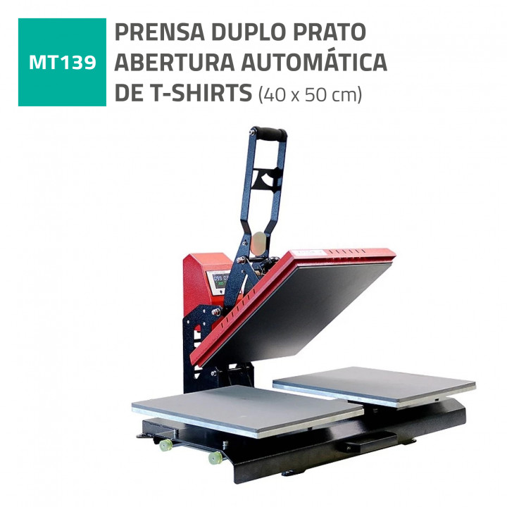 PRENSA DUPLO PRATO ABERTURA AUTOMÁTICA DE T-SHIRTS 40X50CM
