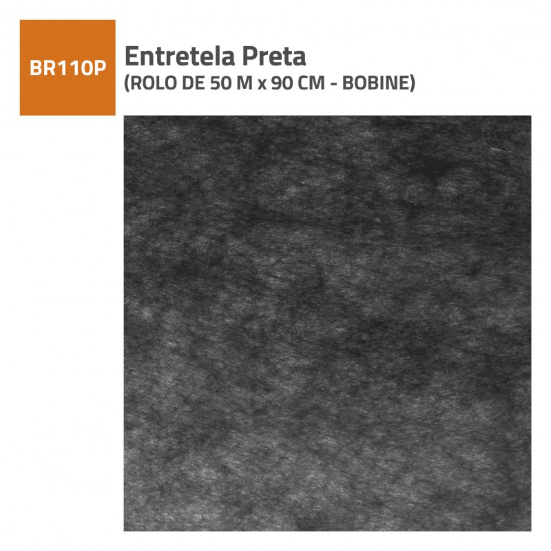 ENTRETELA PRETA COM 37G ROLO DE 50 M X 90 CM (BOBINE)